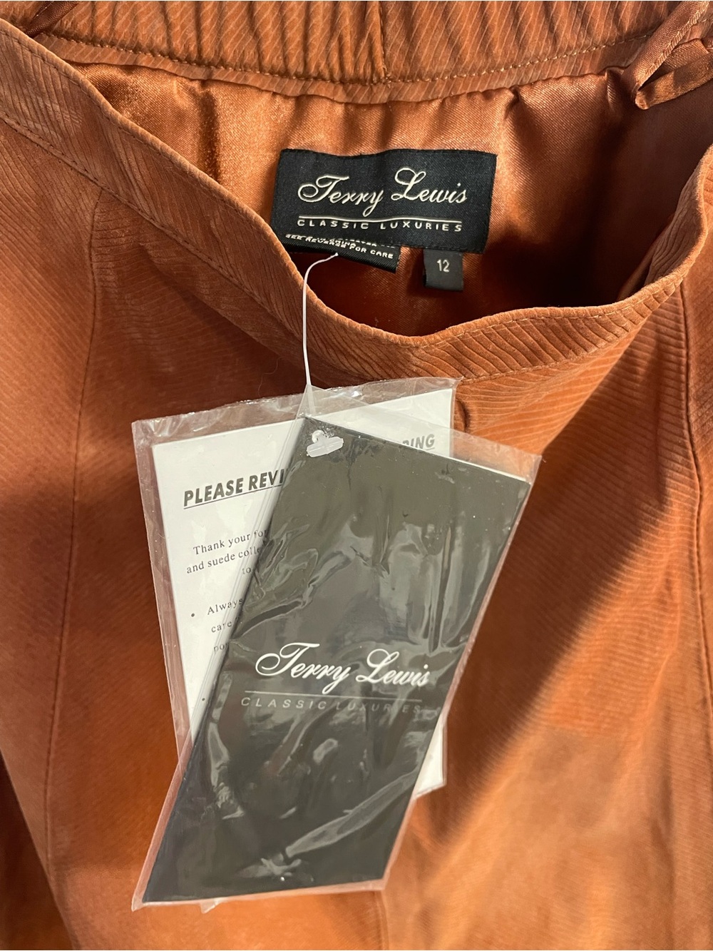 NWT Vintage Terry Lewis 100% Leather Rust Maxi Skirt Size 12 - Picture 7 of 11